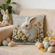 thumbnail image 4 of CaiYueKe Easter Throw Pillow Cover Faux Embroidery Bunny Chick Floral Decorative Cushion Cover Sofa Bedroom Home Decor Farmhouse Spring Holiday Decorative Pillow, 4 of 7