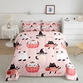 thumbnail image 2 of Erosebridal Cute Ghost Cat Comforter Set Twin Happy Halloween Pumpkin Bedding Set Gifts Teen,Black White Halloween Kitten Bed Comforter Set Pink Halloween Quilt Set 1 Pillow Case, 2 of 7
