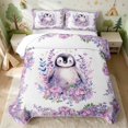 thumbnail image 2 of Erosebridal Penguin Twin Quilt Set for Girls, Purple Flowers Twin Coverlet Set, 2-Piece 1 Bedspread and 1 Pillowcase, 2 of 7