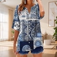 thumbnail image 2 of Cutuoiiu Short Sleeve Button Down Shirts for Women Summer Beach V-Neck Tops Gifts, 2 of 5