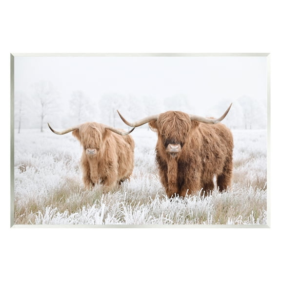 Stupell Industries Longhorn Cows in Snow Animals & Insects Photography Unframed Art Print Wall Art, 15 x 10