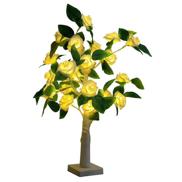 Lámpara de noche de rosa creativa con forma de árbol LED Luz de luz Lámpara Lámpara Adorno de escritorio
