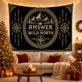 thumbnail image 3 of Mountainscape with Pine Trees and Crescent Moon, Adventurous Folk Art for Outdoor Enthusiasts, Nature Inspired Home Decor, Housewarming Gift Tapestry Wall Hanging for Bedroom and Living Room, 3 of 7