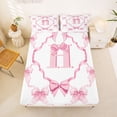 thumbnail image 5 of Manfei Aesthetic Pink Bowknot Full Size Sheets For Kids,Letter H Monogram Letter Bed Sheets For Girly,4 Pieces, 5 of 6