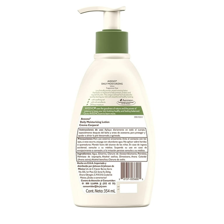 Aveeno Moisturizer 12 oz. Pump Bottle Lotion Unscented 1 Count