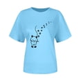 thumbnail image 3 of Fartey T-Shirts Graphiques Mignons pour Femmes Tendance Été Manches Courtes Col Rond Blouses Décontractées Amples T-Shirts Quotidiens Doux Confortables Hauts d'Entraînement 2025 Bleu P-3TG, 3 of 3