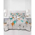 thumbnail image 3 of Teal Orange Boho Twin Size Down Alternative Comforter, Lightweight Comforter Quilt Bedding Set with Pillow Shams Middle Century Geometric Abstract All Seasons Bed Comforter Duvet Insert 68"x86", 3 of 7