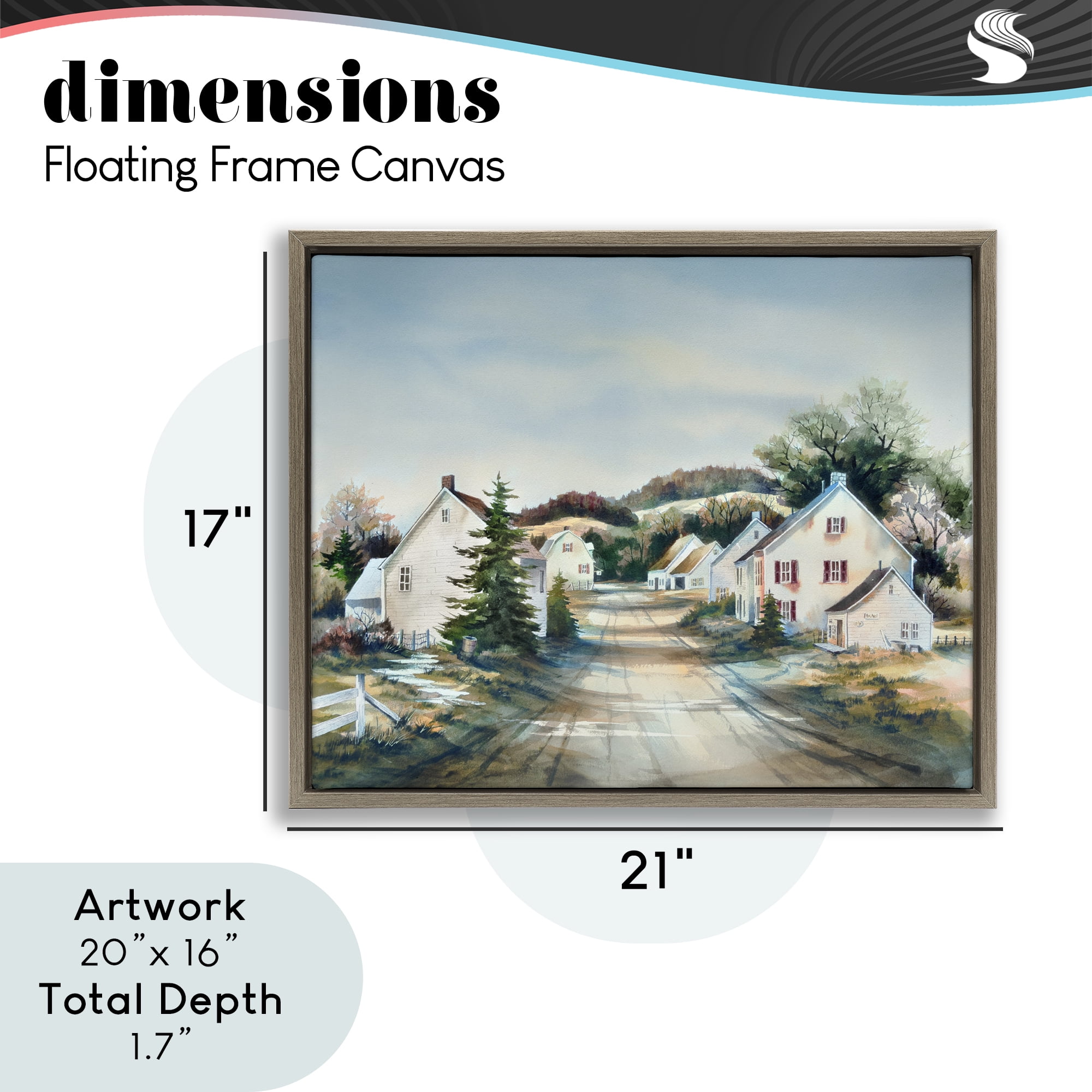 Stupell Industries Tranquil Village Road & Houses Brown Framed Floater Canvas Wall Art, design by Owen Wexler