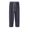 thumbnail image 4 of LODIENY Mens Double Sided Fleece Large Size (S-5XL) Pants Baggy Straight Leg Open Bottom Stretch Drawstring Heavyweight Warm Lounge Sweatpants with Pockets Navy M, 4 of 8