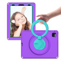 Dteck for iPad Pro 11 2022/2021/2020/2018, iPad Air 4th 5th 10.9 Case, EVA Shockproof Rotate Handle Folding Stand Heavy Duty Protective Cute Cover for Boys Girls, Purple