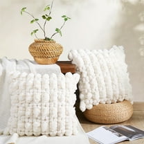 Home Soft Things Textured Spandex Bubble Faux Fur Pillow Covers, Set of 2, 20"x20", Ivory