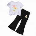 thumbnail image 4 of HCNTES Children Girls' Clothing Sets Kids Girls Fashion Short Sleeve Crew Neck Tops Wide Leg Pants Sweatsuit with Pocket Little Girls Summer School Clothing Set(D01-I,2-3 Years), 4 of 4