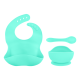thumbnail image 1 of Kit Bebe Linium 3en1 Babero Cubiertos Plato Silicon Suave Color Aqua, 1 of 9