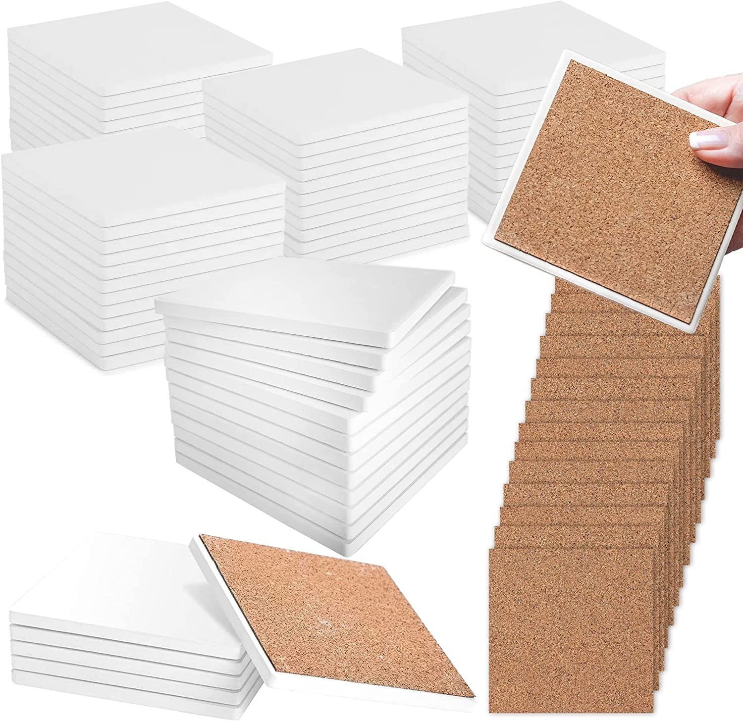 Pixiss Ceramic Tiles for Crafts Coasters,100 Square Ceramic ...