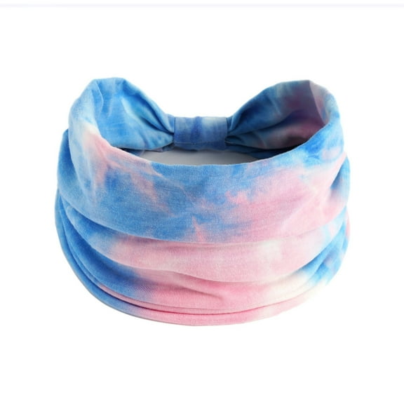 Prolriy Bandana Headbands for Women, Women Casual Tie Dye Rainbow Color Widening Yoga Hairband Sports Elastic Sweat Absorbing Headband Hair Accessories for Women Pink One Size