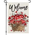 thumbnail image 1 of Drapeau de Jardin de la Saint-Valentin 12x18 Pouces Double Face pour Extérieur Petit Toile de Bienvenue Cœurs Rouges Eucalyptus Décoration de Jardin de Vacances, 1 of 6