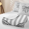thumbnail image 4 of Manfei Grey Cheetah Print Bowknot Quilt Full for Girls Women,Geometric Stripes Full Bedspread Sets, 4 of 7