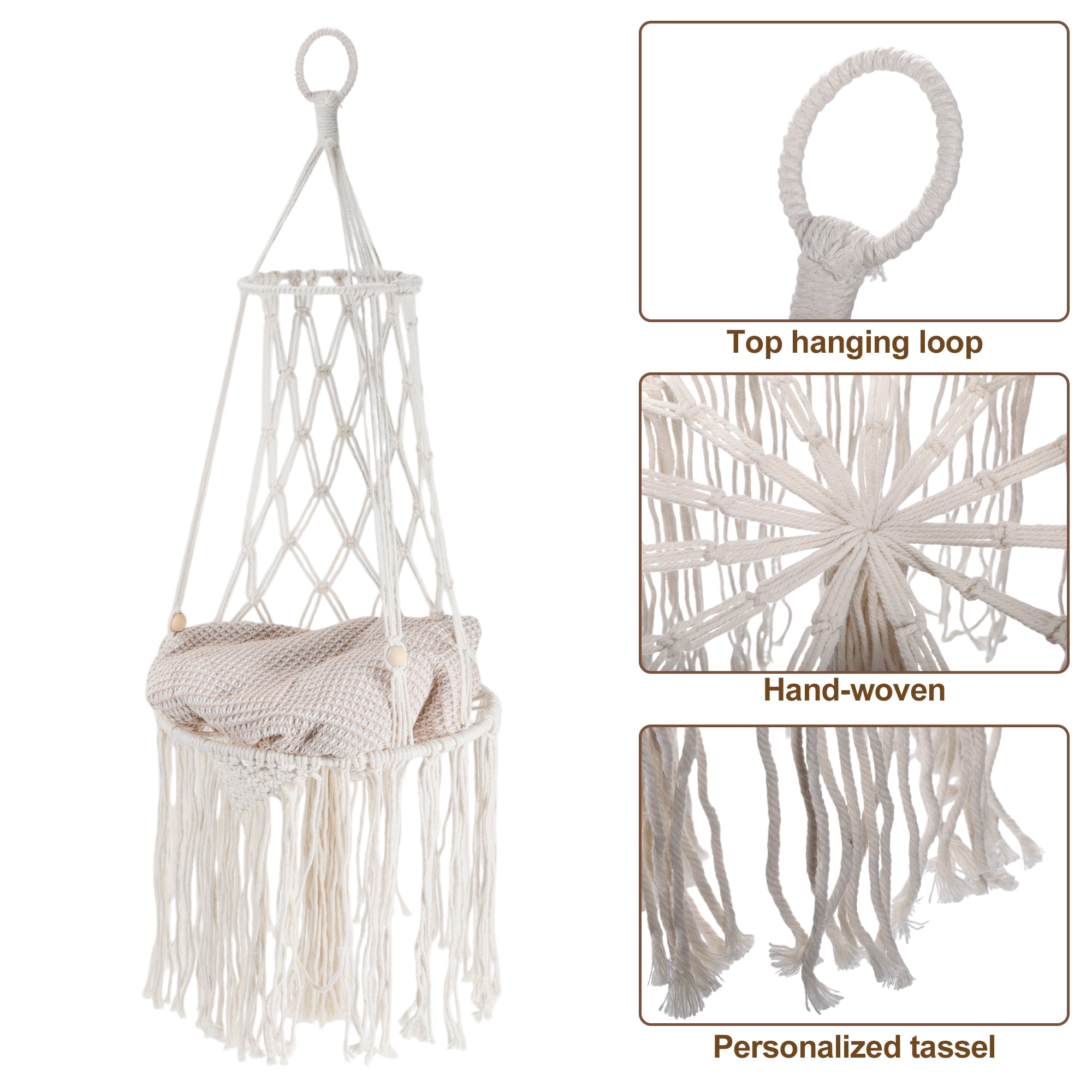 Unique Bargains Cat Window Perch Handwoven Cat Swing Cat Window Hammock Hang on Wall Bed for Sleeping and Playing Cat Perch without Cushion White 11.8 in