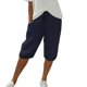 thumbnail image 5 of Pantalones cortos de lino para mujer SCZ casuales de talle alto con cordón y bolsillos azul XL, 5 of 7
