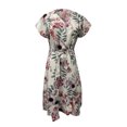 thumbnail image 6 of Womens Dresses Vacation, Womens Summer A-Line Sundress V Neck Short Sleeve Floral Printed Casual Swing Midi Dress with Belt, 6 of 8