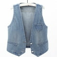 thumbnail image 2 of Women's Oversized Denim Vest Sleeveless Button Down Jacket Casual Open Front V Neck Top for Summer Fall Fashion Outerwear, 2 of 2
