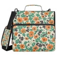 thumbnail image 2 of Orange Green Floral Print Stripes Lines Zipper Binder Bag 3 Ring Binder Bag,Large Capacity Durable Binder Organizer Bag, 2 of 8