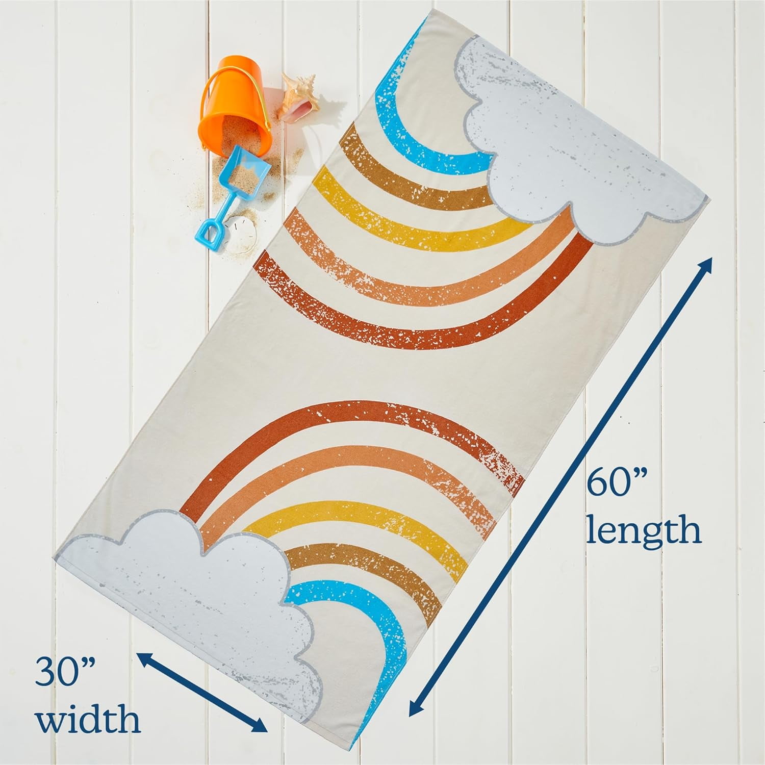 100% Polyester Beach Towel for Kids, Toddler, & Baby | Bath, Pool, Camping, Travel Towel for Boys & Girls | Toddler Beach Essentials, Quick-Dry, & Absorbent Towel (Rainbow, 30" x 60")