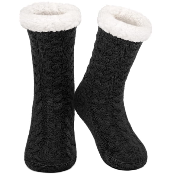Fluffy Thermal Thick Slipper Socks,1 Pairs for Men,Ultra Soft Christmas Winter Non Skid Socks with Gel Grips