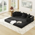 thumbnail image 2 of Blotout 5-in-1 Folding Convertible Sofa Bed with 3 Pillows, 79" Large Corduroy Boneless Couch with Armrest Pockets, Lounge Loveseat Sleeper with Pull Out Bed for Living Room Bedroom, Black, 2 of 9