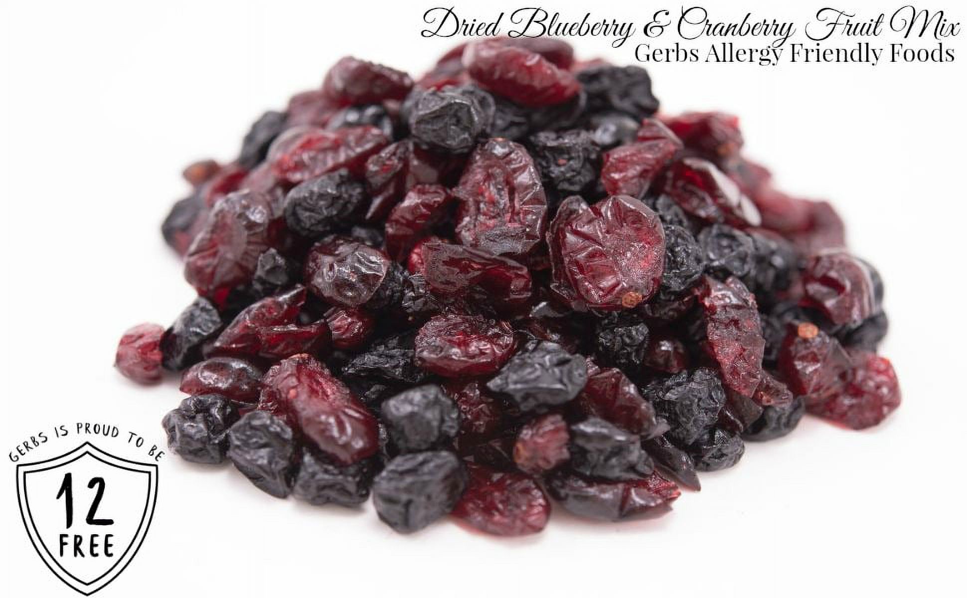 Dried Cranberry & Blueberry Fruit Mix by Gerbs - 2 LBS - Unsulfured- Top 14 Allergen Free & NON GMO
