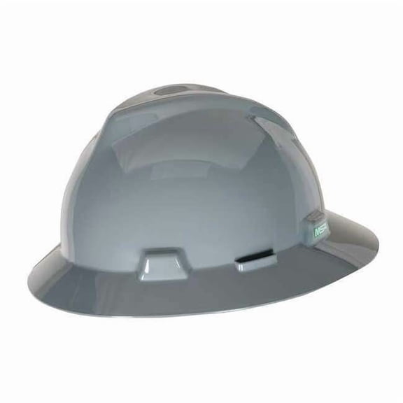 V-Gard Slotted Full Brim Hard Hat, Staz-On Suspension, Type I, Class E, Gray