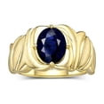 thumbnail image 1 of RYLOS Rings for Women 14K Yellow Gold Ring Solitaire 9X7MM Oval Gemstone with Satin Finish Band September Sapphire Jewelry Size 10, 1 of 7