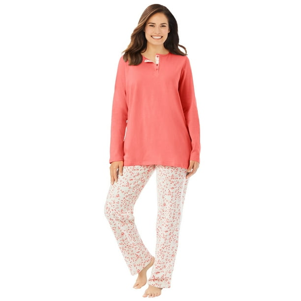 Only Necessities Women's Plus Size Henley Pj Set Pajamas