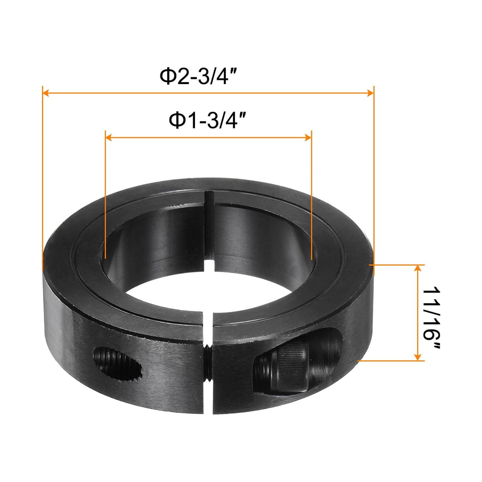 Uxcell 2pcs Shaft Collars 1-3/4" Bore 2-3/4" OD 11/16" Width Single Split Axle Clamp-On Collar with Set Screw