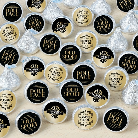 Big Dot of Happiness Roaring 20's - 1920s Art Deco Jazz Party Small Round Candy Stickers - Party Favor Labels - 324 Count