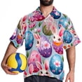 thumbnail image 4 of Easter Men's Button Down Hawaiian Print Short Sleeve Casual Summer Beach Shirts, 4 of 6