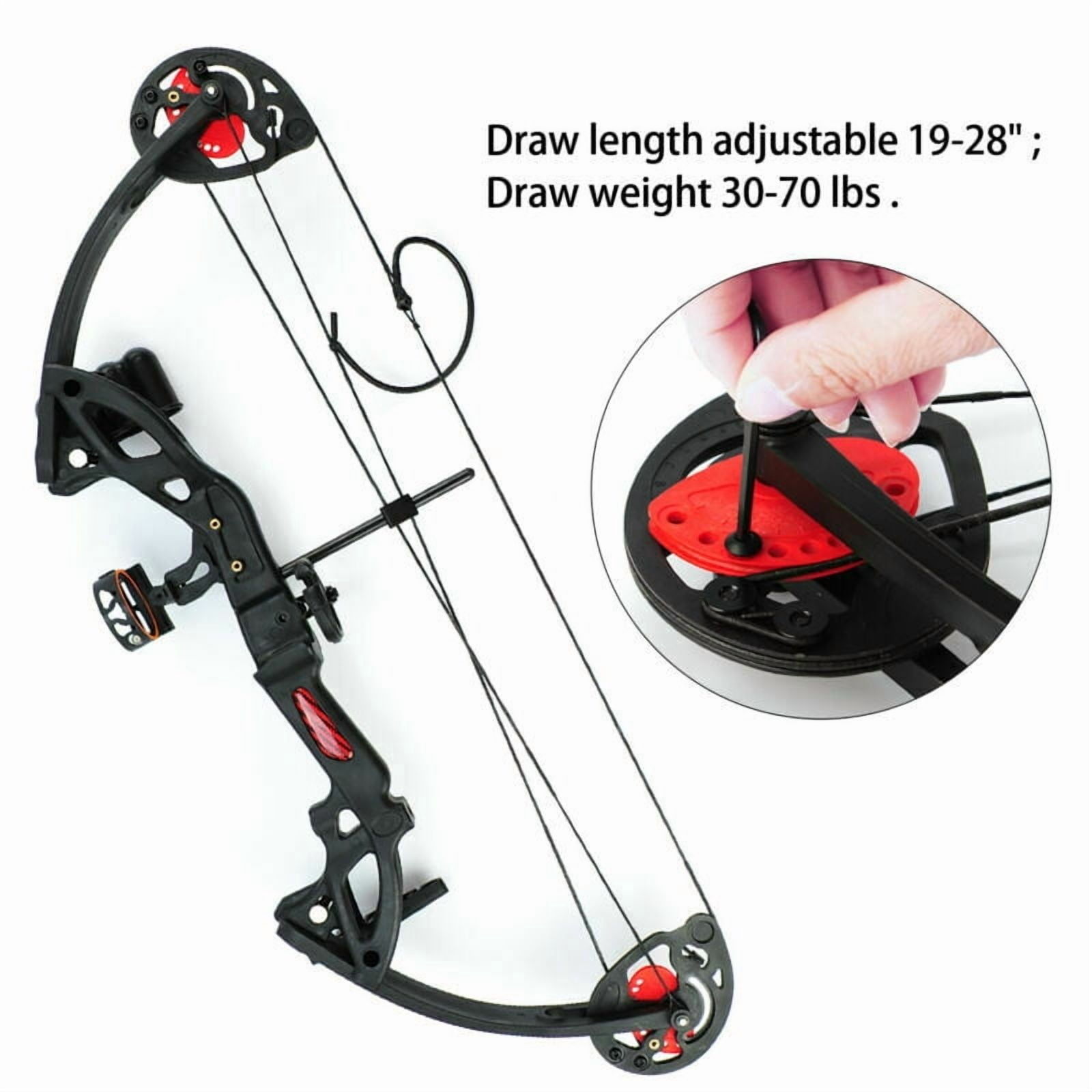 15-29lbs Teens Compound Bow Set Adjustable Twin Cam Hunting Bow for Youth/Teenager and Beginner Entry Level Practice&nbsp;Black
