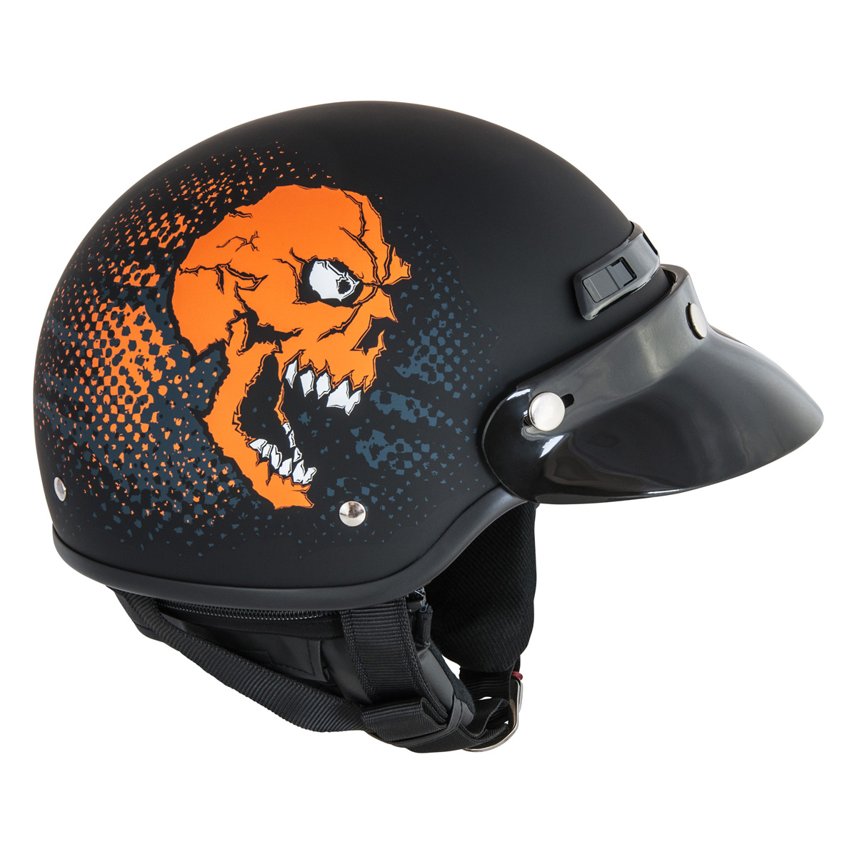 Raider Deluxe Half Helmet w/ZipOff Curtain Motorcycle Scooter Chopper