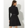 thumbnail image 4 of Vestido de Gamuza Sintética Allegra K Vintage Negro con Cuello Alto y Cinturón, 4 of 6