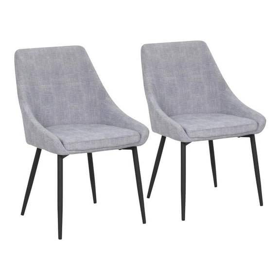 LumiSource Black Metal, Grey Corduroy Diana Corduroy Chair - Set of 2