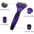 thumbnail image 4 of nipocaio Pet Grooming Tool To Remove Mats Safely For Dogs, Cats And All Hairy Pets Double Sided Shedding Brush Pet Grooming Brush Undercoat Rake Comb1pcs purple, 4 of 5