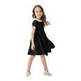 thumbnail image 3 of Splozh Toddler Girl Summer Dress Kids Toddler Baby Girl Spring Summer Short Sleeve Dress Casual Dresses for Holiday School Black,9-10 Years, 3 of 7