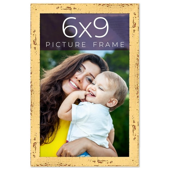 6x9 Frame Yellow Real Wood Picture Frame Width 1.25 inches | Interior Frame Depth 0.5 inches |