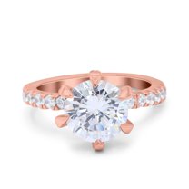 Rose Tone, Simulated Cubic Zirconia Size-10 Vintage Art Deco Wedding Engagement Bridal Ring 925 Sterling Silver