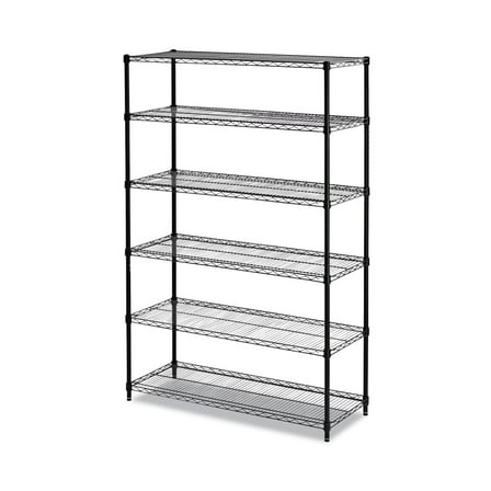 Alera Commercial Wire Shelving Six-Shelf 48w X 18d X 72h Black (ALESW664818BL)