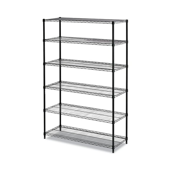 Alera Commercial Wire Shelving Six-Shelf 48w X 18d X 72h Black (ALESW664818BL)