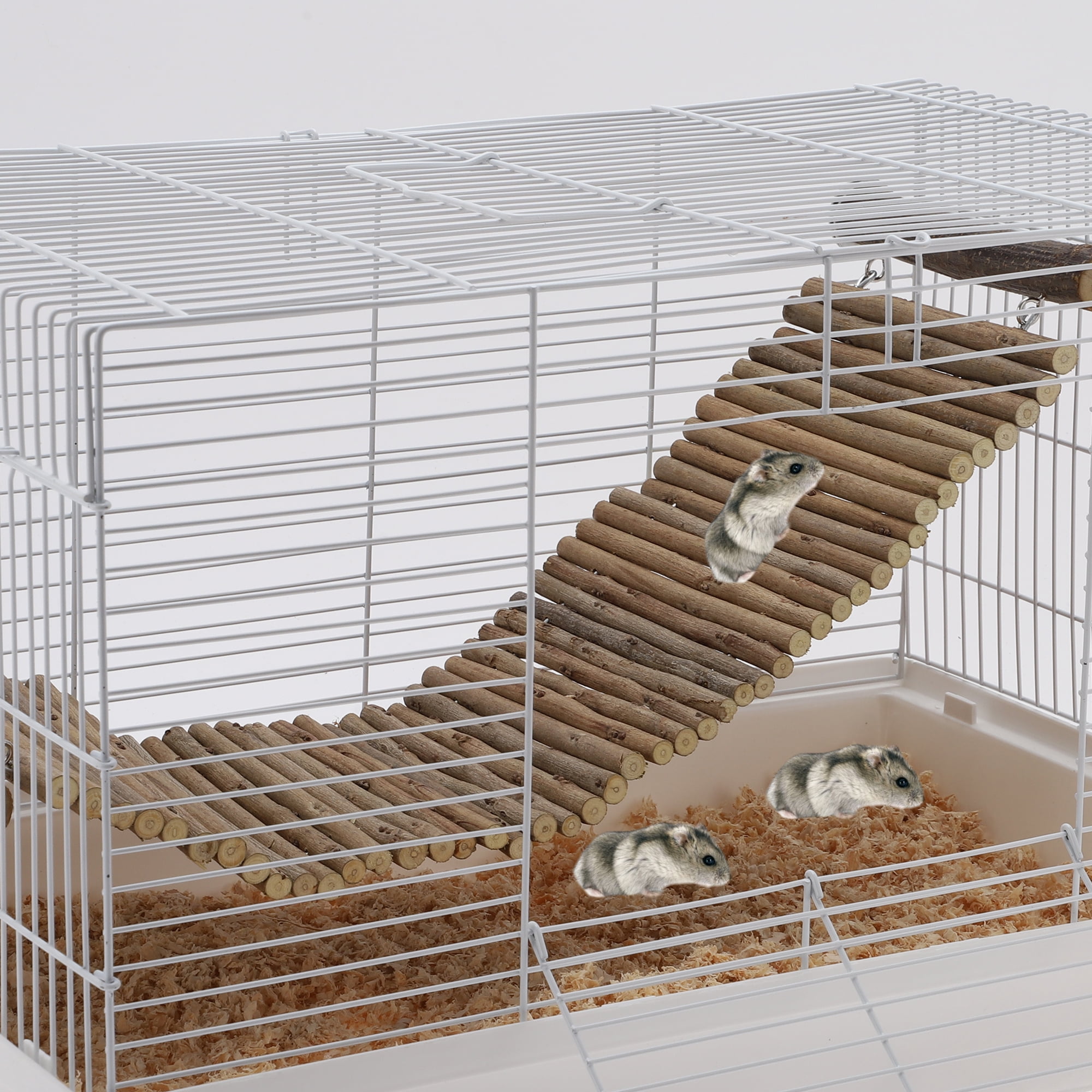 Unique Bargains Hamster Bridge Flexible Bendy Climbing Ladder Hanging Wooden Hamster Stairs 20.08"L x 5.91"W Wood Color
