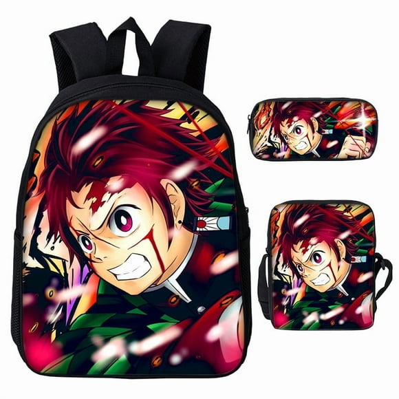 3D Demon Slayer Backpack Cartoon Backpack Three-Piece Printing