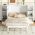 thumbnail image 3 of Harper & Bright Designs Queen Size Murphy Bed Foldable into Cabinet, Wooden Platform Bedframe with Shelves, Drawers and USB Ports, White, 3 of 12