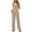 Khaki., variant on Summer Akafmk Women's Summer 2 Piece Outfits Lounge Sets,Round Neck Sleeveless T-Shirts and Wide-Leg Long Pants with Pockets Solid Color Women Sets Clothing Outfit